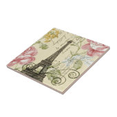 ぼろぼろの優雅の黄色のピンクの花のエッフェル塔 タイル (側面)