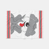 ぼろぼろの子犬の漫画 フリースブランケット (正面(横))