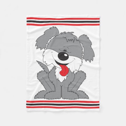 ぼろぼろの子犬の漫画 フリースブランケット (正面)