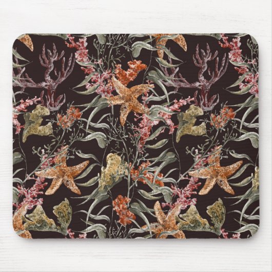 ぼろぼろの海洋生物パターン マウスパッド (正面)