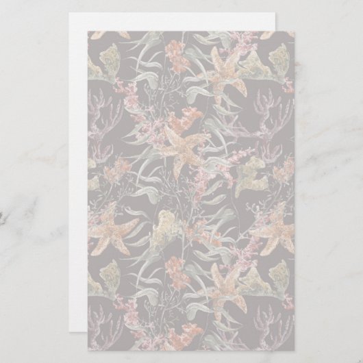 ぼろぼろの海洋生物パターン 便箋 (正面/裏面)