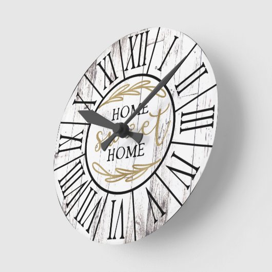 ぼろぼろの白い木製の国の農家の家の菓子 ラウンド壁時計 (傾斜)
