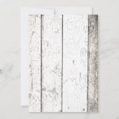 ぼろぼろの白塗り木とレースのウェディング 招待状 (裏面)