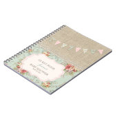 ぼろぼろの素朴な国のシックな花のレースのバーラップ ノートブック (左側)