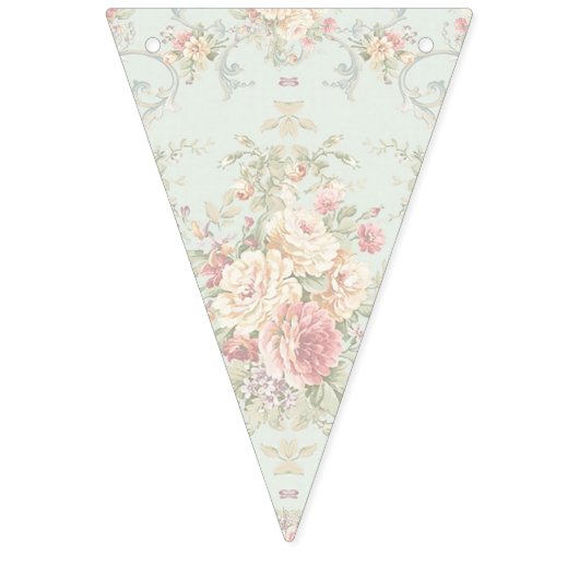 ぼろぼろの素朴な英国のコテージの花の一致 バンティングフラッグ (第1の旗)