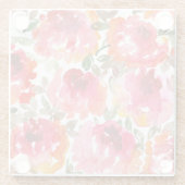 ぼろぼろの赤いバラ、シームレスパターン。 ガラスコースター (裏面)