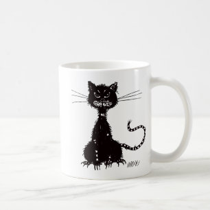 ぼろぼろの邪悪な黒猫 コーヒーマグカップ