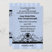 ぼろぼろの青く古い西の革結婚式招待状 招待状 (正面/裏面)