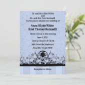 ぼろぼろの青く古い西の革結婚式招待状 招待状 (スタンド正面)