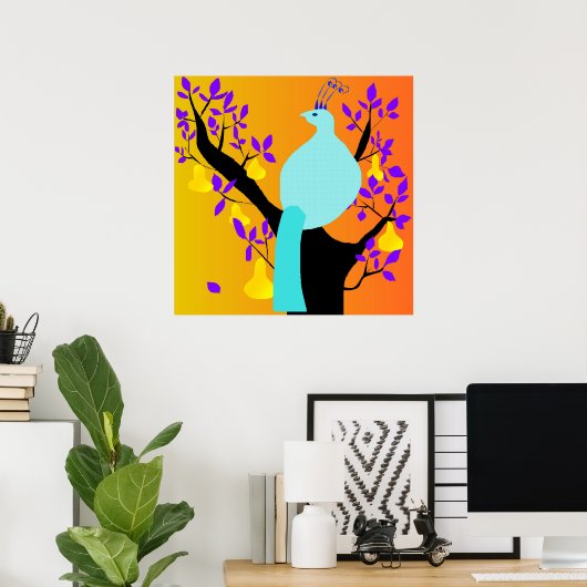 ぼろぼろの黒い梨の木に咲く詩人のヤマウズラ ポスター (ホームオフィス)