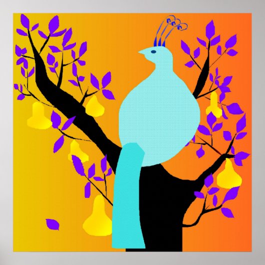 ぼろぼろの黒い梨の木に咲く詩人のヤマウズラ ポスター (正面)