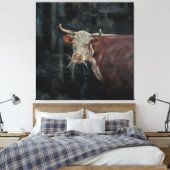 "ぼろぼろの"家族の牛 40" x 40" | キャンバスプリント (インサイチュ (寝室))