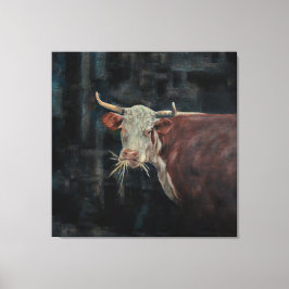"ぼろぼろの"家族の牛 40" x 40" | キャンバスプリント