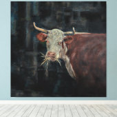 "ぼろぼろの"家族の牛 40" x 40" | キャンバスプリント (インサイチュ (ウッドフロア))