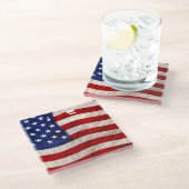 ぼろぼろグランジの愛国米国国旗 ガラスコースター (アングル)