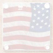 ぼろぼろグランジの愛国米国国旗 ガラスコースター (裏面)