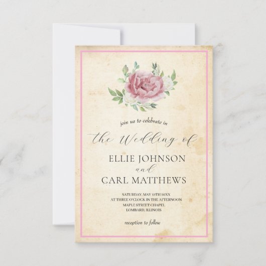 ぼんやりしたバラ結婚ズ 招待状 (正面)