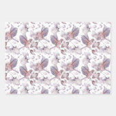 ぼんやりした茶色の水色の鳥と葉 ラッピングペーパーシート (正面)