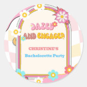 ぼんやりとエンゲージされた独身最後の夜の飾り 70年代スタイル ラウンドシール (正面)