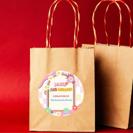 ぼんやりとエンゲージされた独身最後の夜の飾り 70年代スタイル ラウンドシール