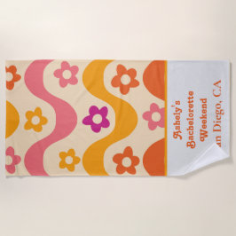 ぼんやりとエンゲージしたレトロな70年代の花嫁パーティー週末 ビーチタオル