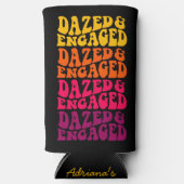 ぼんやり夢中 レトロ 虹 タイポグラフィー オーダーメイド スリム缶クーラー (正面)