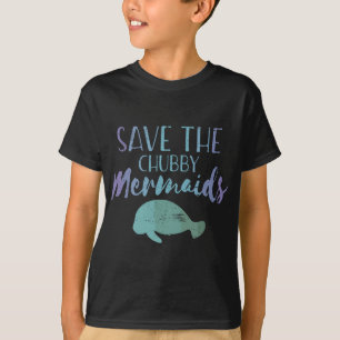 ぽちゃっ救ぽろした人魚かわいいマナティー Tシャツ
