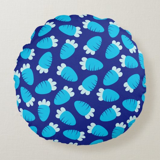 ぽちゃぽちゃのニンジン青 ラウンドクッション (正面)