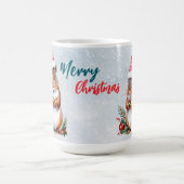 ぽちゃぽちゃのリスのサンタハメリークリスマス雪 コーヒーマグカップ (中央)
