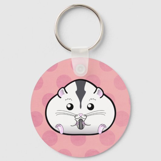 ぽちゃりと白い矮小ロシアのなハムスター キーホルダー (正面)