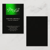 ぽちゃりと緑のブラックモノグラムモダン名刺 名刺 (正面/裏面)