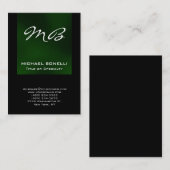 ぽちゃりと緑のブラックモノグラムユニーク名刺 名刺 (正面/裏面)