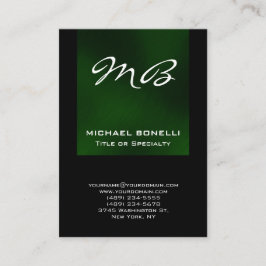 ぽちゃりと緑のブラックモノグラムユニーク名刺 名刺