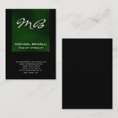 ぽちゃりと緑のブラックモノグラムユニーク名刺 名刺 (正面/裏面)