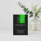 ぽちゃりと緑のブラックユニークモノグラムの名刺 名刺 (スタンド正面)