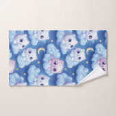 「ぽっちゃりかわいい猫と雲3Dシームレスパターン バスタオルセット (ハンドタオル)