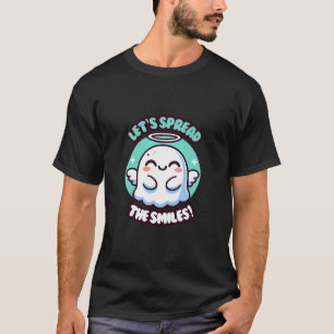ぽっちゃりしたかわいい幽霊エンジェルのように微笑む Tシャツ