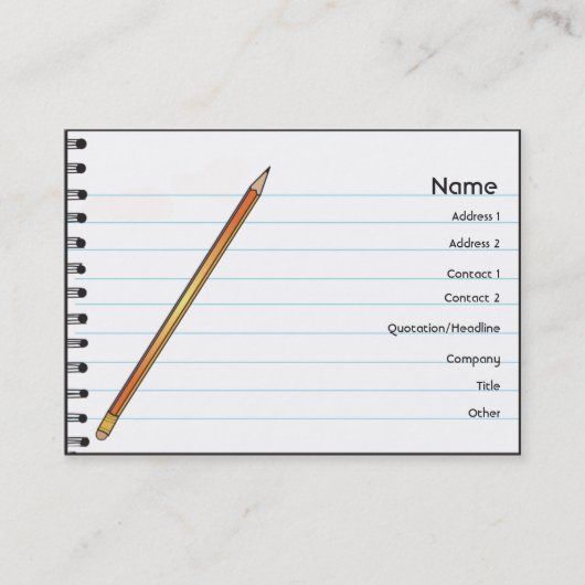 ぽっちゃりしたノート- 名刺 (正面)