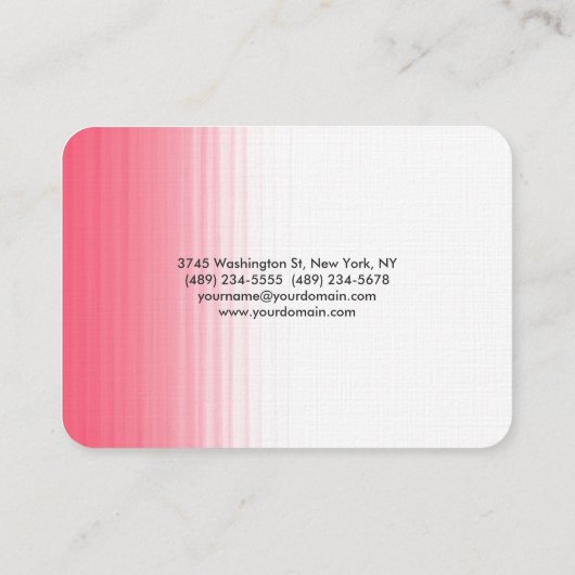 ぽっちゃりしたピンクの白ミニマルフェミニンリストプレーンモダン 名刺 (裏面)
