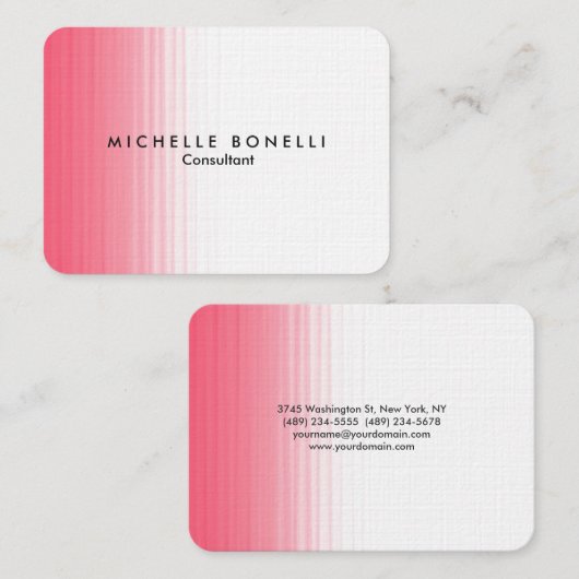 ぽっちゃりしたピンクの白ミニマルフェミニンリストプレーンモダン 名刺 (正面/裏面)