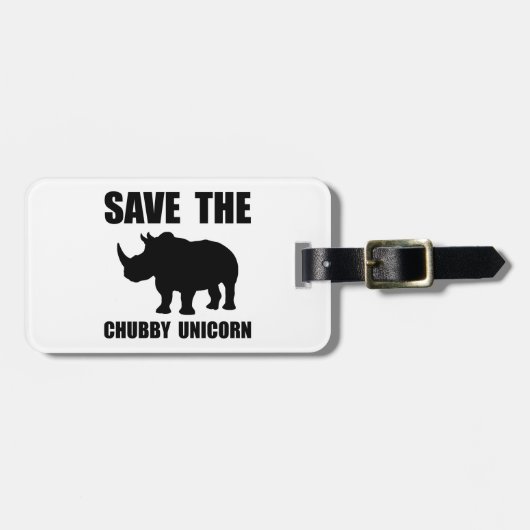 ぽっちゃりしたユニコーンのサイ ラゲッジタグ (正面横)