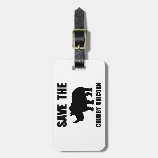 ぽっちゃりしたユニコーンのサイ ラゲッジタグ (正面縦)
