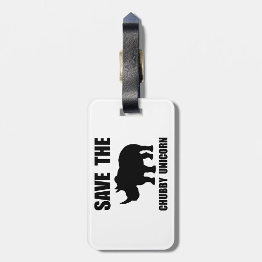 ぽっちゃりしたユニコーンのサイ ラゲッジタグ (裏面縦)