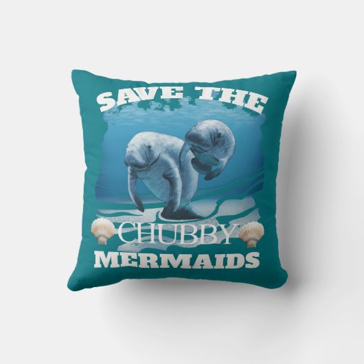 ぽっちゃりした人魚のマナティーを救って下さい クッション (裏面)