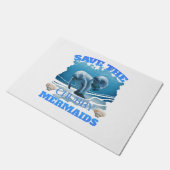 ぽっちゃりした人魚のマナティーを救って下さい ドアマット (アングル)