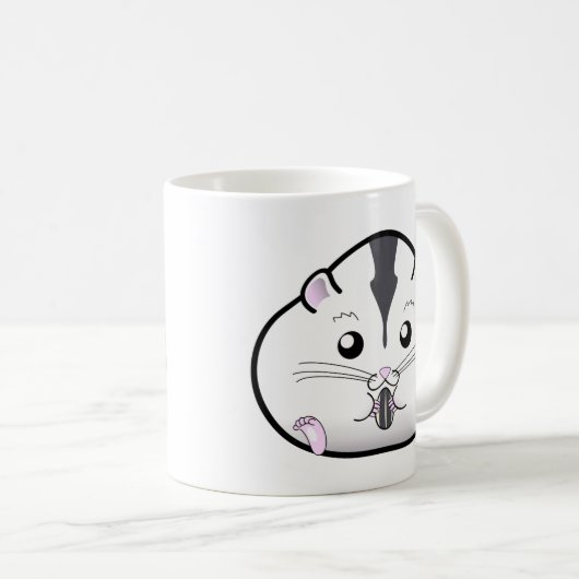 ぽっちゃりした半白くロシアのな小型ハムスター コーヒーマグカップ (正面右)