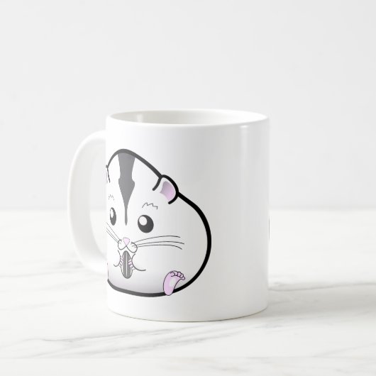 ぽっちゃりした半白くロシアのな小型ハムスター コーヒーマグカップ (正面左)