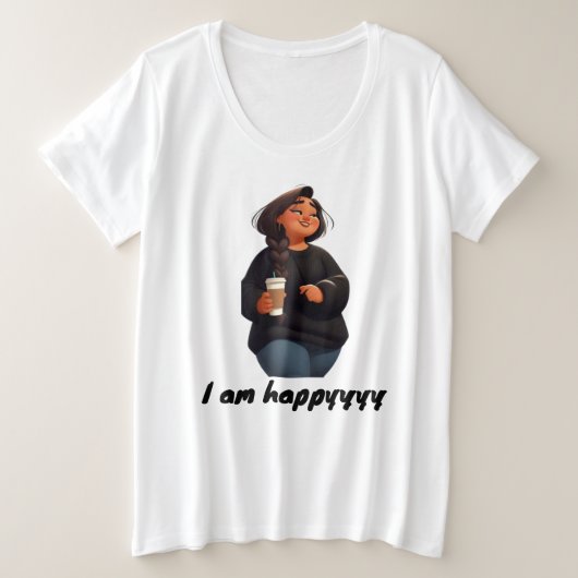 ぽっちゃりした女の子が私は幸せ プラスサイズTシャツ (デザイン正面)