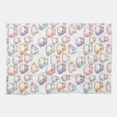 ぽっちゃりした漫画キャットコレクションとハート キッチンタオル (横)