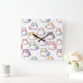 ぽっちゃりした漫画キャットコレクションとハート スクエア壁時計 (ホーム)